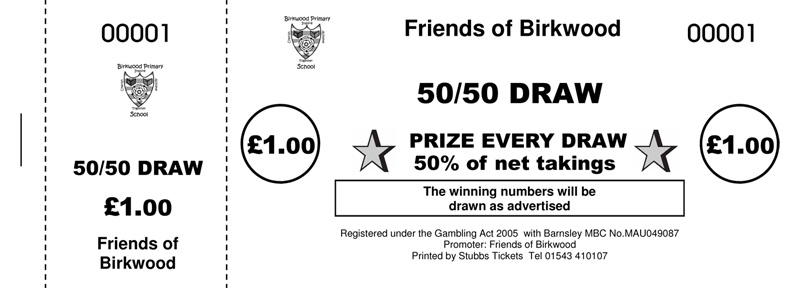 50 50 Tickets · 50 50 Raffle Ticket Printers UK
